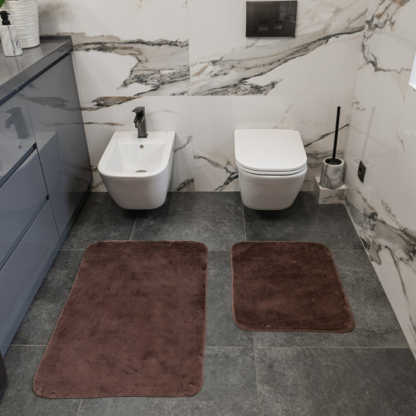 Фото - Набор ковров с эко-мехом DarianA Moon 50х60+60х90 см ореховый (1000009441)