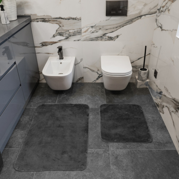 Фото - Набор ковров с эко-мехом DarianA Moon 50х60+60х90 см графитовый (1000009442)