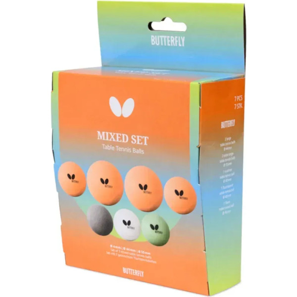 Фото - Набор мячей для настольного тенниса Butterfly Fun Balls 7 шт. Mixed pack (7012880440)