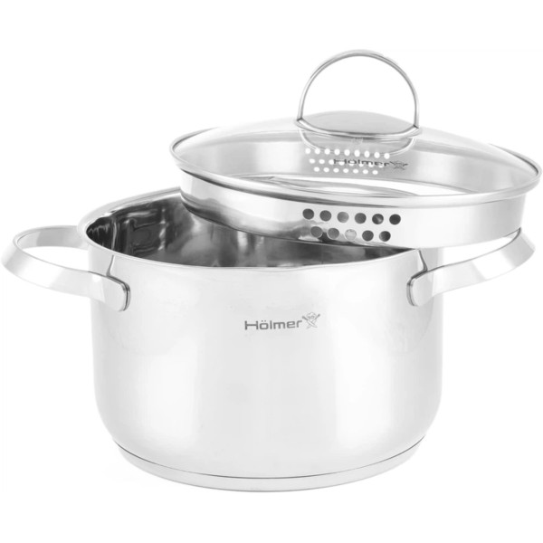 Фото - Набор кастрюль Holmer Dynamic 6 пр. кастрюля 2 л/2,8 л/3,8 л 3 крышки (CS-5651-SSD)