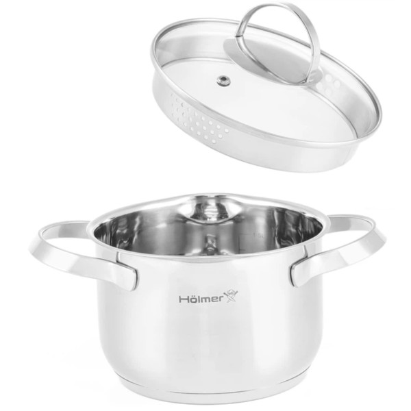Фото - Набор кастрюль Holmer Dynamic 6 пр. кастрюля 2 л/2,8 л/3,8 л 3 крышки (CS-5651-SSD)