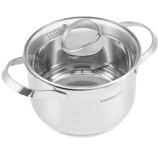 Фото - Набор кастрюль Holmer Dynamic 6 пр. кастрюля 2 л/2,8 л/3,8 л 3 крышки (CS-5651-SSD)