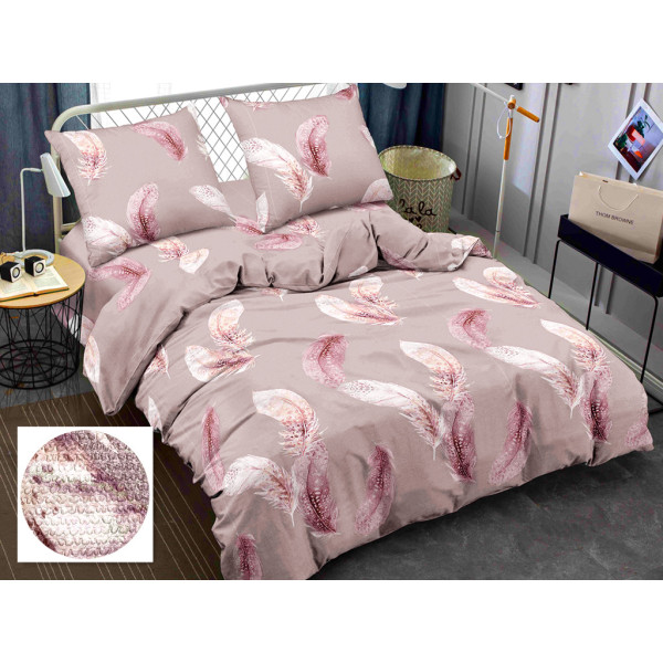 Фото - Комплект постельного белья Zastelli Перья на розовом JH10580-10 жатка 2х145х210 (20604) Фото - Комплект постельного белья Zastelli Перья на розовом JH10580-10 жатка 2х145х210 (20604)