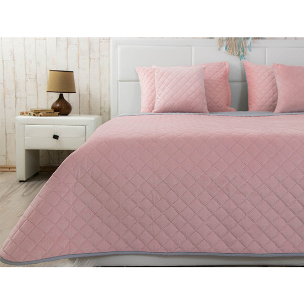 Фото - Чехол для подушки Руно велюр 50х70 (382.55_Pink and Grey ромб)