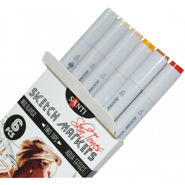 Фото - Набор маркеров Santi "Skin Tones" 6 шт. (390568)