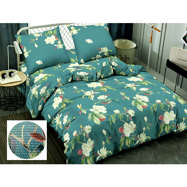 Фото - Комплект постельного белья Zastelli Зеленые листья JH9362-10 жатка 175х210 Зеленый (20586)