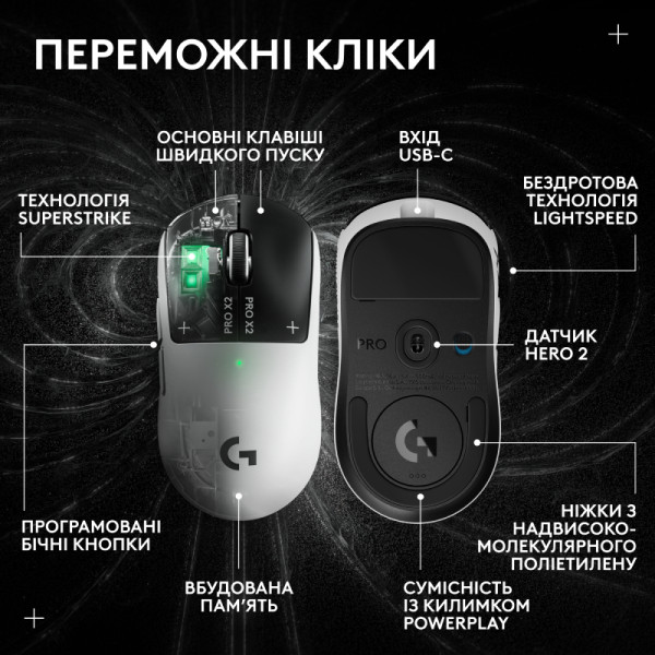 Фото - Мышь беспроводная игровая Logitech G PRO X2 Superstrike Lightspeed (910-007776)