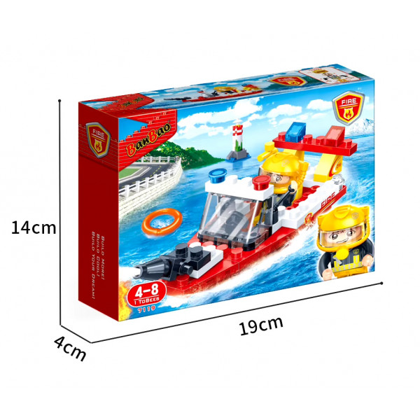 Фото - Пластиковый конструктор Banbao ''Пожарные'' (62 эл.) Пожарная лодка (7119)