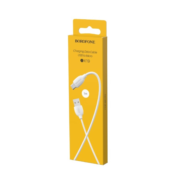 Фото - Кабель синхронизации данных BOROFONE BX19 USB to Micro 2.4A 1m White (6931474701787)