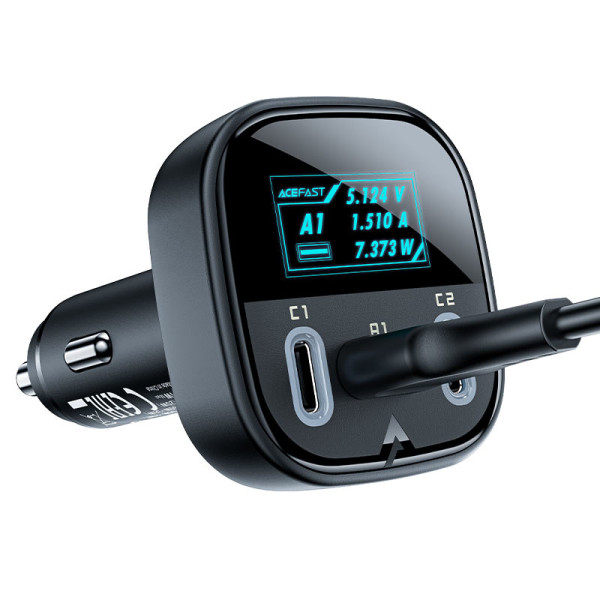 Фото - Автомобильное зарядное устройство AceFast B5 101W (2C+A) metal car charger with OLED smart display (6974316281436)