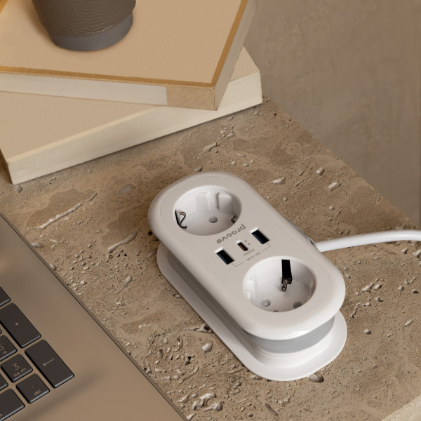 Фото - Сетевой фильтр Proove Supercoil 20W (2xAC + Type-C + 2xSB) 1.5m White (PSPS25002102)