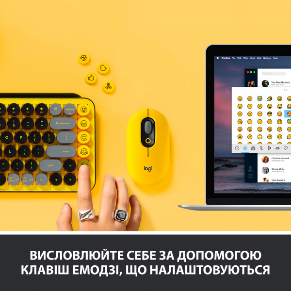 Фото - Клавиатура беспроводная Logitech POP Keys Wireless Mechanical Keyboard With Emoji Keys Blast Yellow (920-010735)