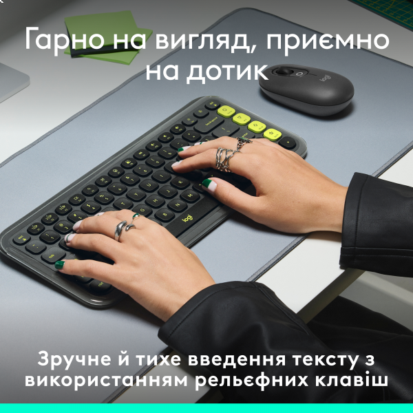 Фото - Уценка - Клавиатура беспроводная Logitech POP Icon Keys Graphite UKR (920-013157)