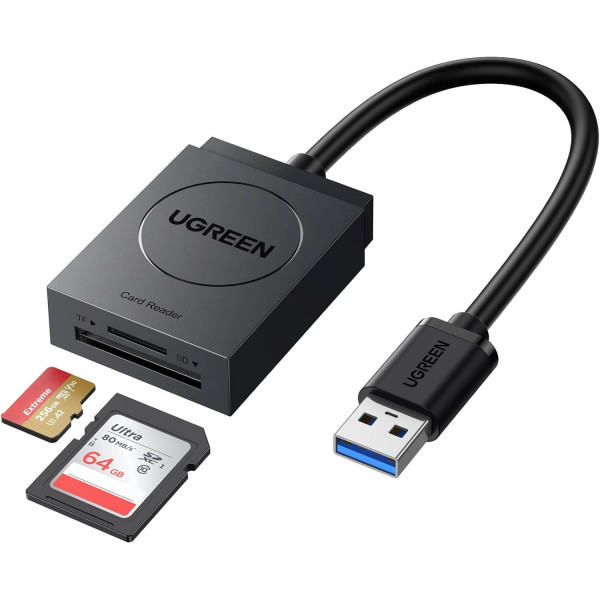 Фото - Кардридер UGREEN CR127 USB 3.0 2-слота SD/TF Card 0.15m (20250)