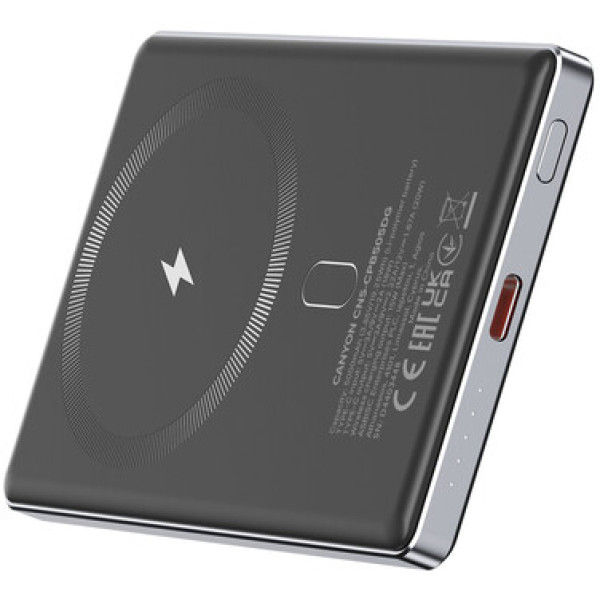 Фото - Батарея мобильная Canyon OnPower 505 slim Magsafe 5000 mAh PD20W Dark Grey (CNS-CPB505DG)