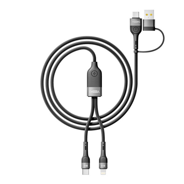 Фото - Кабель синхронизации данных YOKI UNIVERSE USB-A/Type-C to Type-C/Lightning 100W 1.2m Black (YK-UN91)