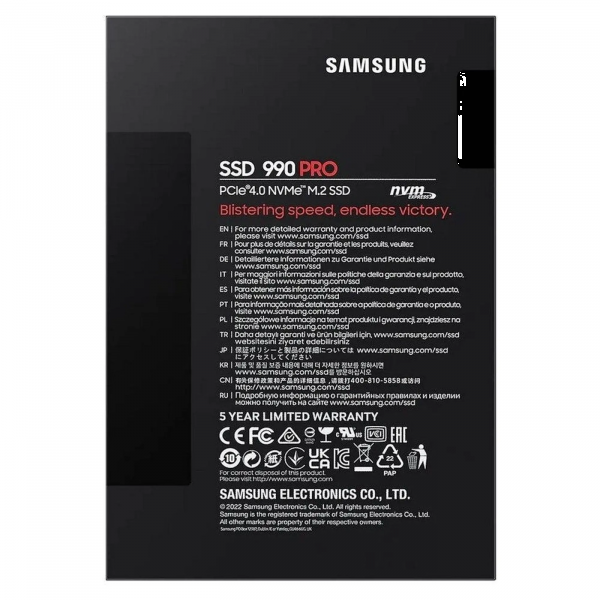 Фото - SSD-накопитель внутренний Samsung PCIE G4 M.2 NVME 4TB/990 PRO (MZ-V9P4T0BW)