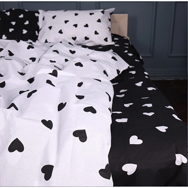 Фото - Простынь двуспальная MirSon Ranforce Elite 17-0669 Black and White Love 150х220 см (2200010180039)