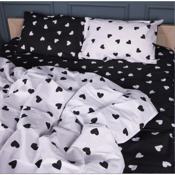 Фото - Простынь двуспальная MirSon Ranforce Elite 17-0669 Black and White Love 150х220 см (2200010180039)