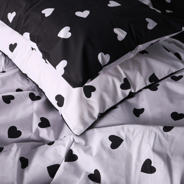 Фото - Простынь двуспальная MirSon Ranforce Elite 17-0669 Black and White Love 150х220 см (2200010180039)