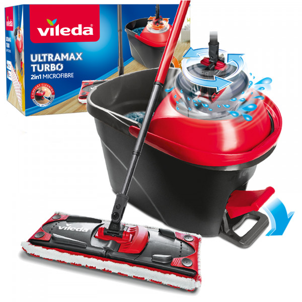 Фото - Набор для уборки Vileda Ultramax Turbo Швабра и ведро с отжимом (4023103206236)