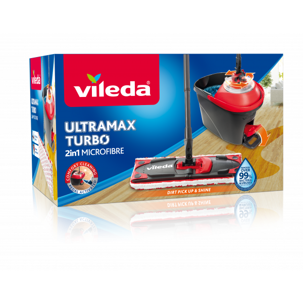 Фото - Набор для уборки Vileda Ultramax Turbo Швабра и ведро с отжимом (4023103206236)