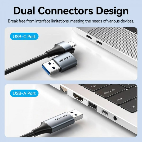 Фото - Переходник Vention USB Type-C/USB-A --> Ethernet RJ45 (CFQHB)