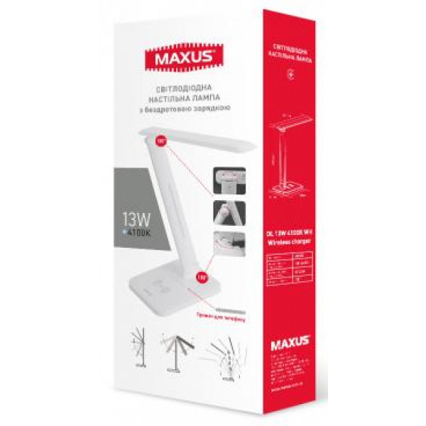Фото - Настольная лампа Maxus DL 13W 4100K WH Wireless charger (1-MDL-13W-WHQi)