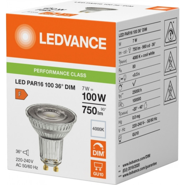 Фото - Лампочка светодиодная Ledvance GU10 7W 4000K 700Лм MR16 (4099854234965)