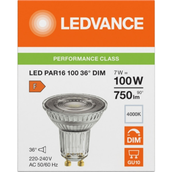 Фото - Лампочка светодиодная Ledvance GU10 7W 4000K 700Лм MR16 (4099854234965)