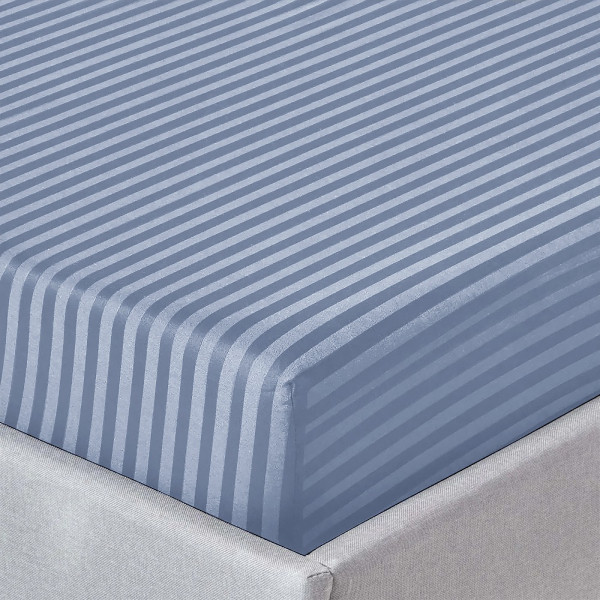 Фото - Простынь односпальная Zastelli на резинке Jeans stripe поликоттон 100х200+20 см Синее (21745)