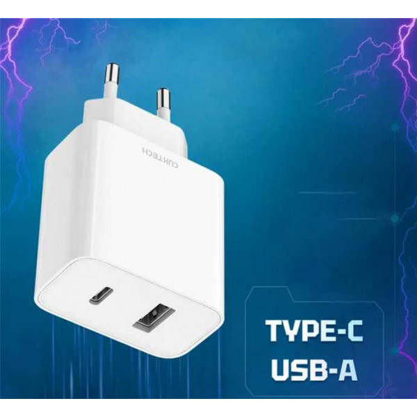Фото - Сетевое зарядное устройство CUKTECH 30W Charger (Type-A + Type-C) White (A19 EU)