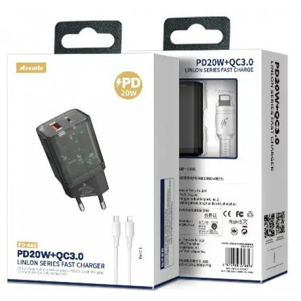 Фото - Сетевое зарядное устройство Proda Charge 3.0 USB Type-C PD+USB (PD-A62-BK)