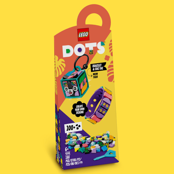 Фото - Конструктор LEGO DOTS Браслет и бирка для сумки «Неоновый тигр» (41945)