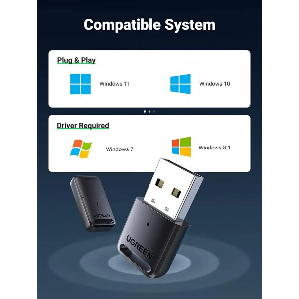 Фото - Адаптер сети Bluetooth USB UGREEN CM390 Gray (80890)