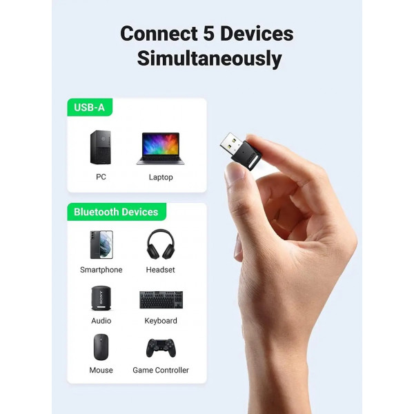 Фото - Адаптер сети Bluetooth USB UGREEN CM390 Gray (80890)