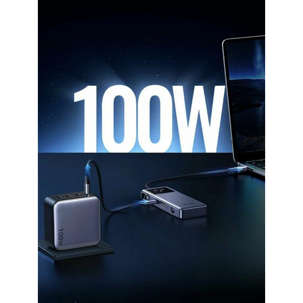 Фото - Хаб USB UGREEN CM888 7-in-1 USB-C to 3xUSB, 1xUSB-C, HDMI, RJ-45, PD 100W Gray (45155)