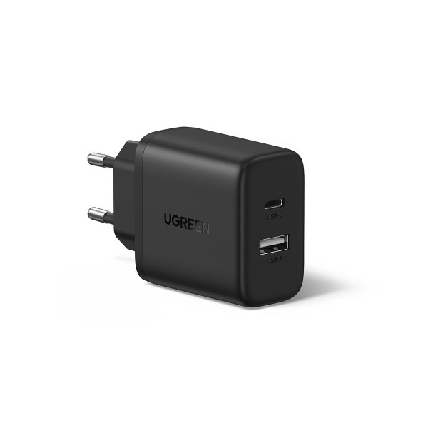 Фото - Сетевое зарядное устройство UGREEN X227 USB-A+USB-C 20W PD Fast Charger Black (45302)