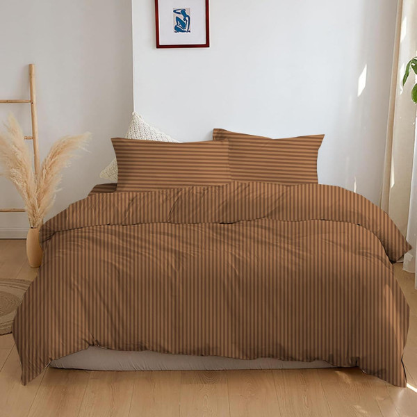 Фото - Комплект постельного белья Zastelli Mahogany Stripe 1 cм бязь 200х220 см бежевый (15-1511)