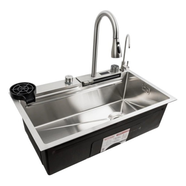 Фото - Мойка кухонная Platinum 75x45G сатин Handmade "Водопад" полная комплектация