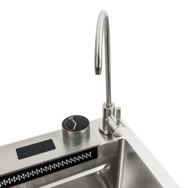 Фото - Мойка кухонная Platinum 75x45G сатин Handmade "Водопад" полная комплектация