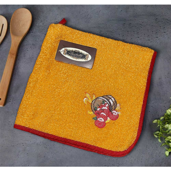 Фото - Полотенце кухонное Zastelli Рассыпанные яблуки 4 шт. махровые 50х50 см (22650)