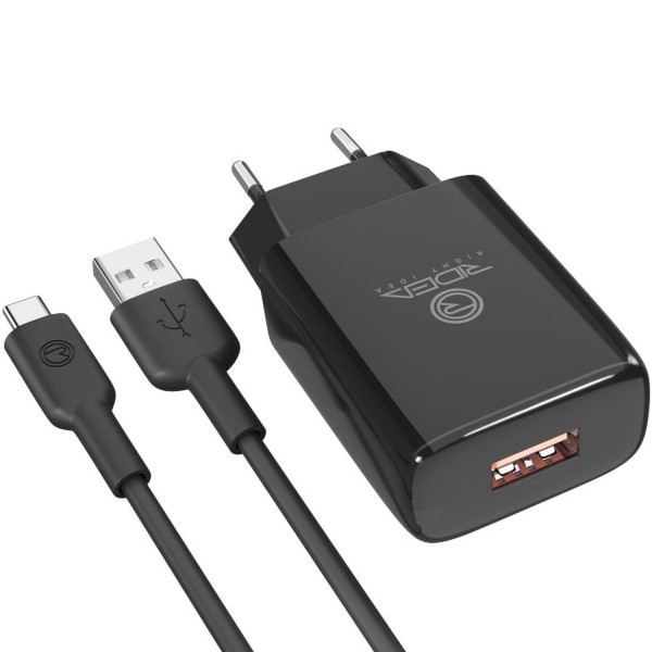 Фото - Сетевое зарядное устройство Ridea Element Type-C 2.1 A Black (RW-11211)