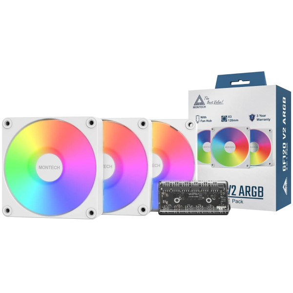 Фото - Корпусный вентилятор Montech GF120 V2 ARGB PWM 3I1(W)