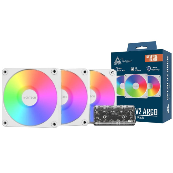 Фото - Корпусный вентилятор Montech GF120R V2 ARGB PWM 3I1(W)