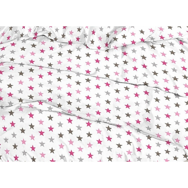 Фото - Простынь евро Zastelli бязь 60 разные звезды (розовые/серые) 220х240 (19844)