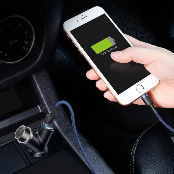 Фото - Автомобильное зарядное устройство Baseus Y type dual USB + cigarette lighter extended car charger 3.1 A Black (CCALL-YX01)