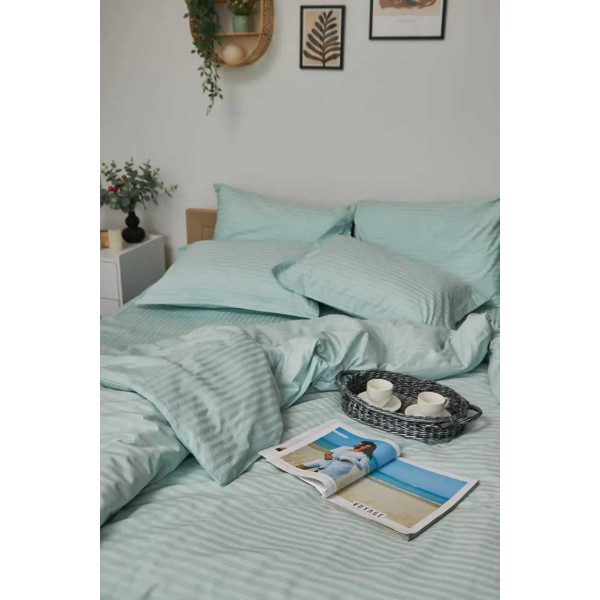 Фото - Пододеяльник полуторный евро Moon&Star Satin Stripe Stripe Mint 160x220 см (MS-870000436)