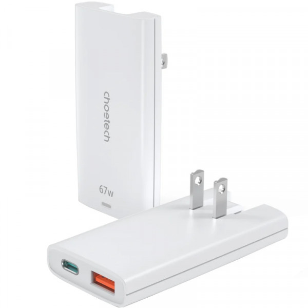 Фото - Сетевое зарядное устройство Choetech 2xUSB 65W GaN USB-C+USB-A (PD6011-EU-WH)