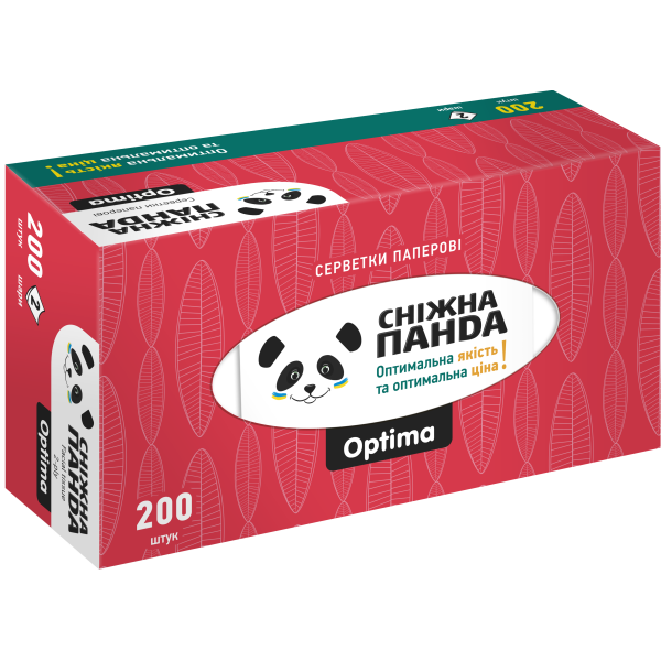 Фото - Салфетки бумажные Сніжна панда Оптима 2 слоя 200 шт. (4820183973542)